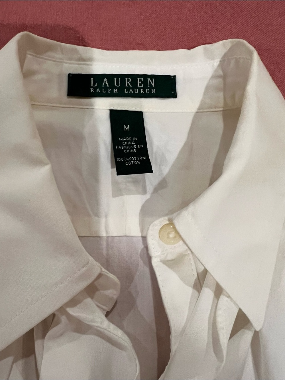 Ralph Lauren White Ruffle Front Button-Down Blouse - Picture 3 of 6